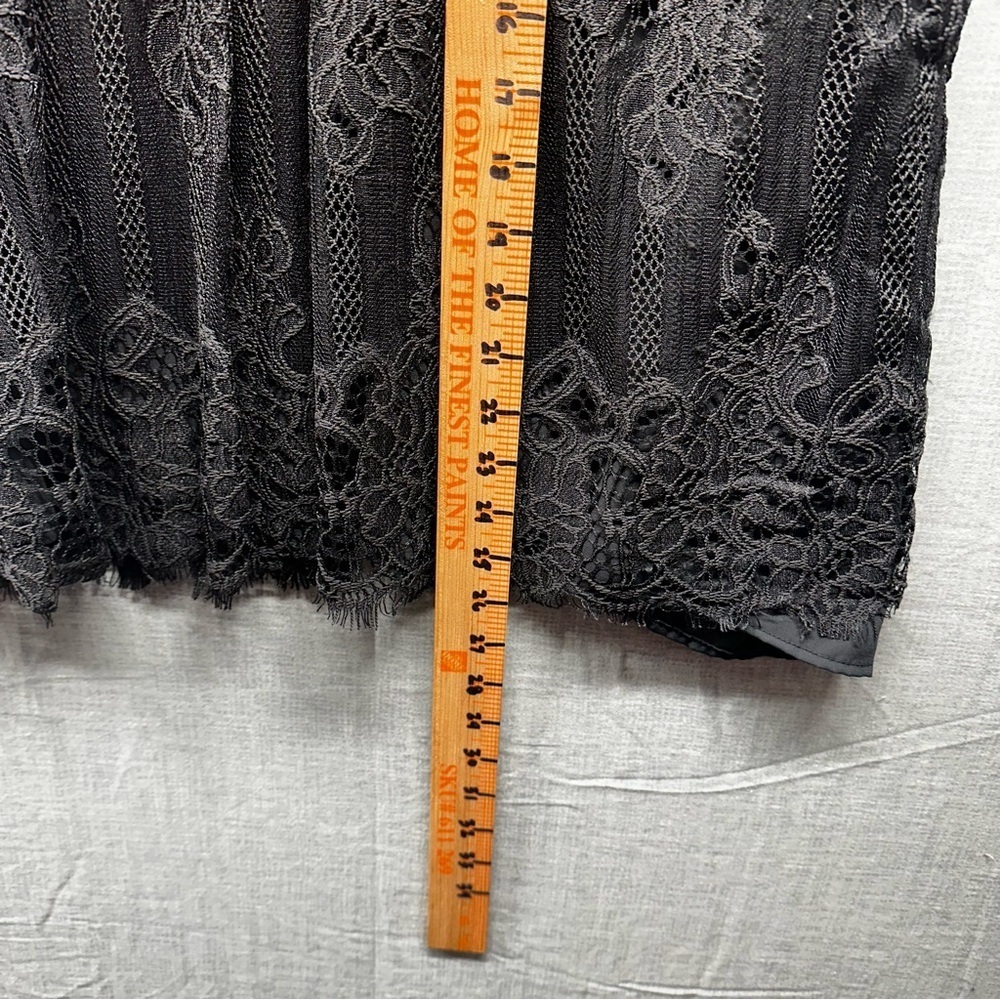 Altar'd State Black Lace Blouse Sheer Lace arms/chest Sz. Medium Flowy scalloped - Picture 10 of 10